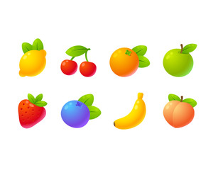 Bright cartoon fruit set