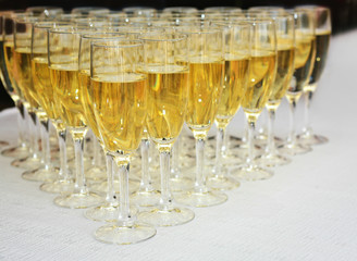 Champagne glasses on a table