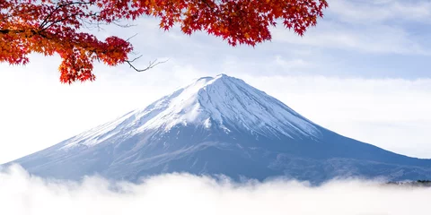Küchenrückwand glas motiv Fuji Berg Fuji im Herbst
