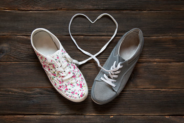 Valentine's Day love concept with grey and white with red flower