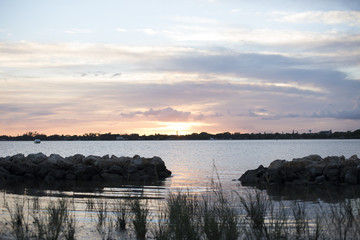 Palm Beach shoreline at sunset 