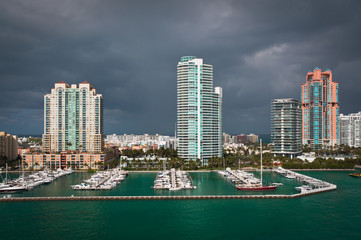 Fototapeta na wymiar Marina at South point in Miami