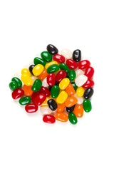 Multicolored jelly beans isolated on a white background