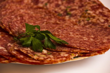 Dish with salami