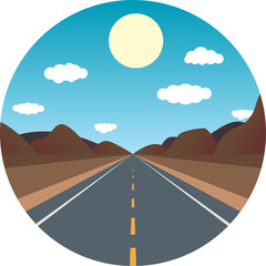 straight road ahead in the afternoon in the mountains