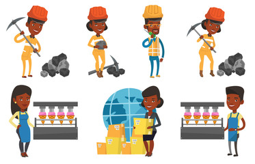 Vector set of industrial workers.