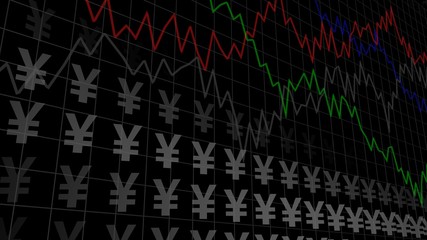 Dark Background with Dollars and Graphs, useful as Background for financial, business and other applications (3d rendering)