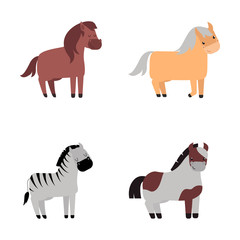 Different horses breed vector set.