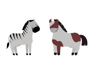 Different horses breed vector set.
