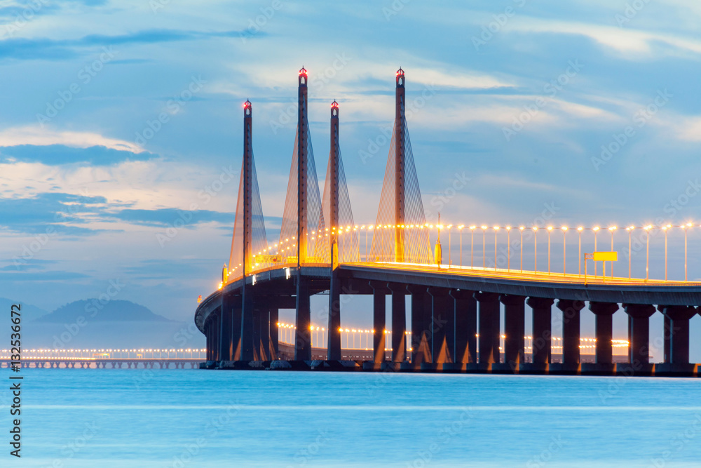 Wall mural 2nd penang bridge or known as sultan abdul halim muadzam shah bridge view during dawn