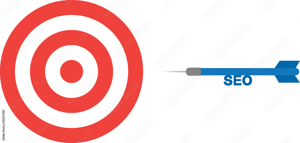 Poster bullseye with dart with text seo.