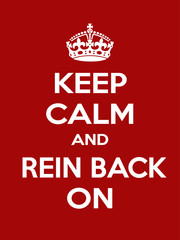 Vertical rectangular red-white motivation horse sport poster based in vintage retro style Keep clam