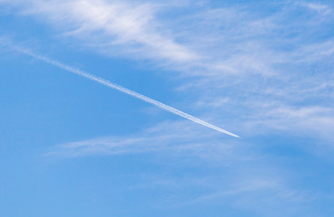 the trail from an airplane in the sky