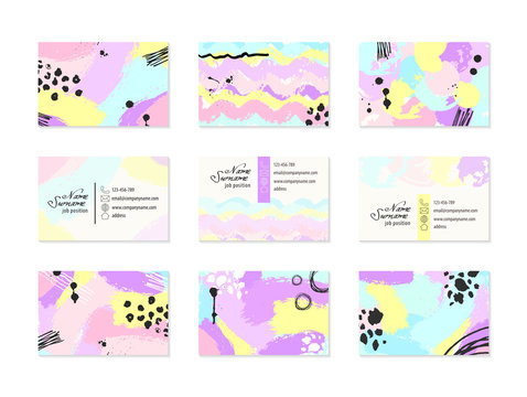 Set of Business Cards with hand drawn elements