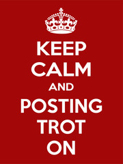 Vertical rectangular red-white motivation horse sport poster based in vintage retro style Keep clam