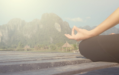 serenity and yoga practicing meditation