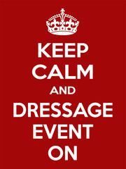 Vertical rectangular red-white motivation horse sport poster based in vintage retro style Keep clam