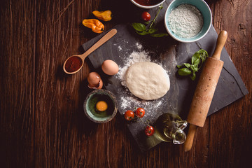 Fresh an tasty homemade pizza preparation