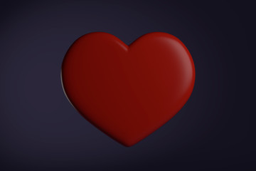 Huge red heart on dark background.
