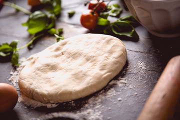 Fresh an tasty homemade pizza preparation