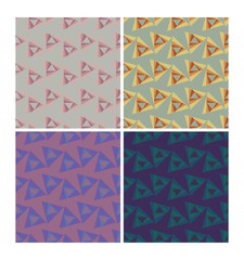 Triangle patterns in retro nostalgic colors. Set of seamless patterns in 70s or 80s style.