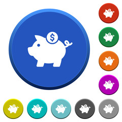 Dollar piggy bank beveled buttons