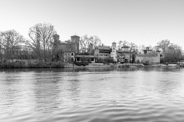 Medieval castle turin, historical monument, Parco del Valentino