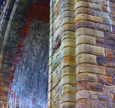 Ty Mawr aquaduct or viaduct in Wrexham close up of arch with stunning texture