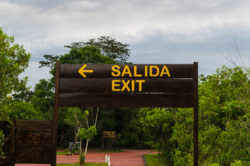 Spanish Exit Sign (Salida = Exit) in the Iguazu National Park Argentina