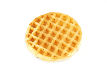 single waffle on white background