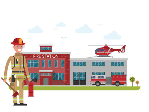 Fire station. Firefighter. Protection of life