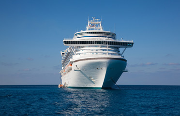 Fototapeta na wymiar Cruise Ship Anchored in Caribbean
