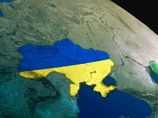 Flag of Ukraine from space
