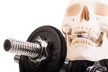 fitness black dumb-bell on white