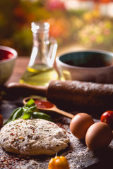 Dough with spices is being prepared to bake