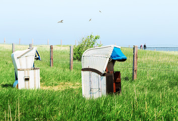 Erholung im Strandkorb in Cuxhaven an der Nordseeküste