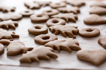 Baked easter gingerbread cookies on the plate.
