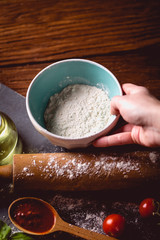 Dough with spices is being prepared to bake