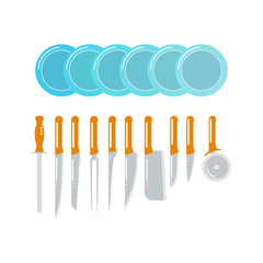 Kitchen knife flat vector.