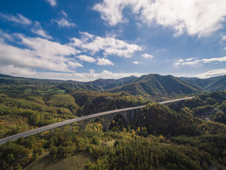 Fototapeta na wymiar Italian highway, aerial view