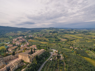 Fototapeta na wymiar San Gimignano, Italy, aerial view