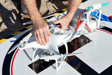 Quadrocopter preparing to fly