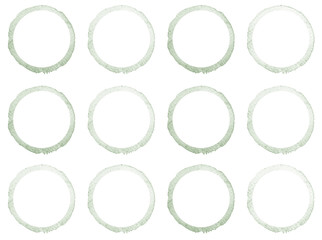 Watercolor hand painted circle shape design elements. Grey banners set.