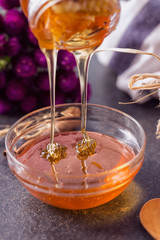 Fresh sweet honey dripping background.