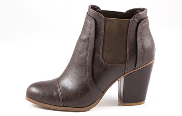 brown women boots over white background / Women shoe on white background