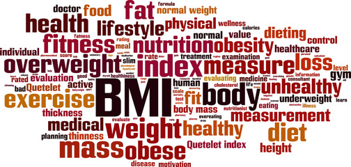 BMI word cloud concept. Vector illustration