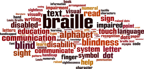 Braille word cloud concept. Vector illustration
