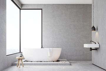 Bathroom with concrete walls