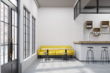 Cafe with a yellow sofa