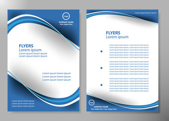 Brochure design template vector. Blue abstract line and square cover book portfolio presentation poster in A4 layout. Flyers report business magazine.